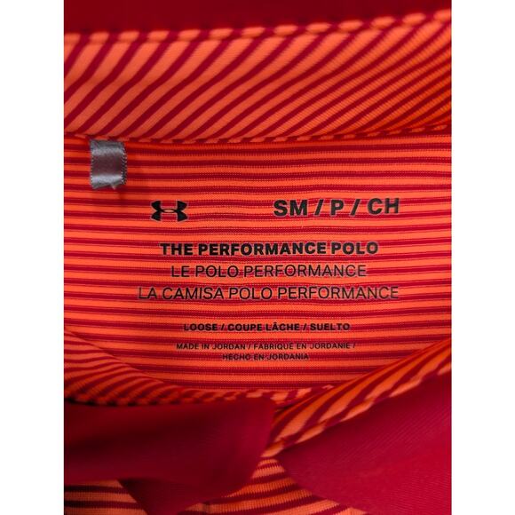 Under Armour The Performance Polo Mens Golf Polo Small Orange Red Stretch - Picture 2 of 7